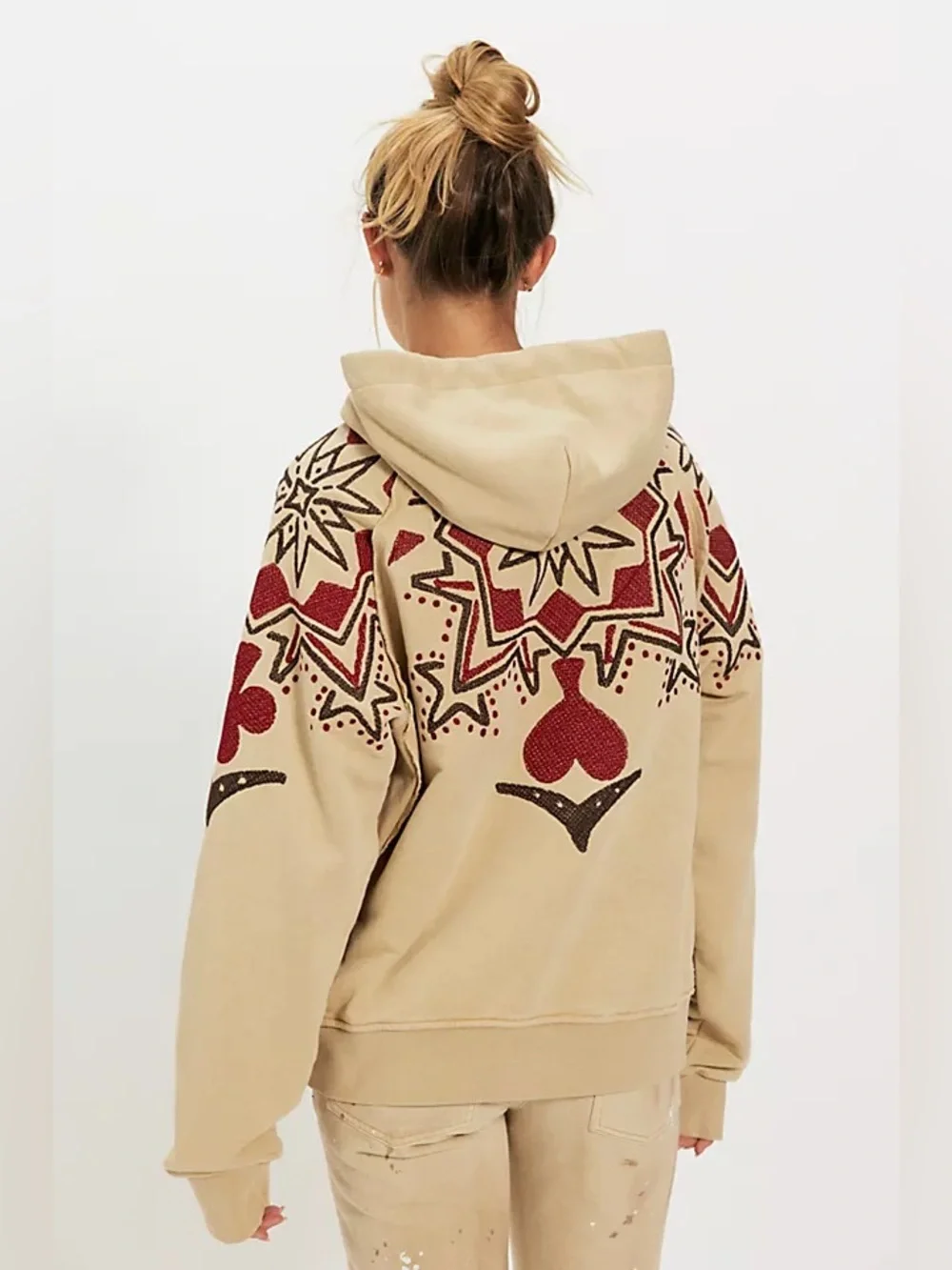 🆕 FREE PEOPLE X DENIM AND BONE | PLAYING CARD HOODIE | SZ: M